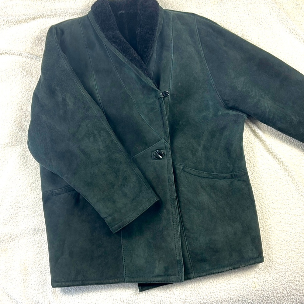 Handmade hide Society Canada jacket dark green sheep’s skin with black lining